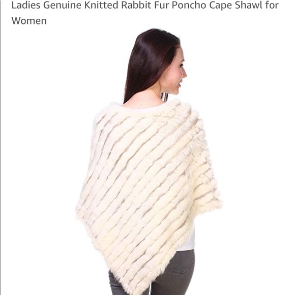 Real Rabbit fur knitted poncho - Picture 3 of 3